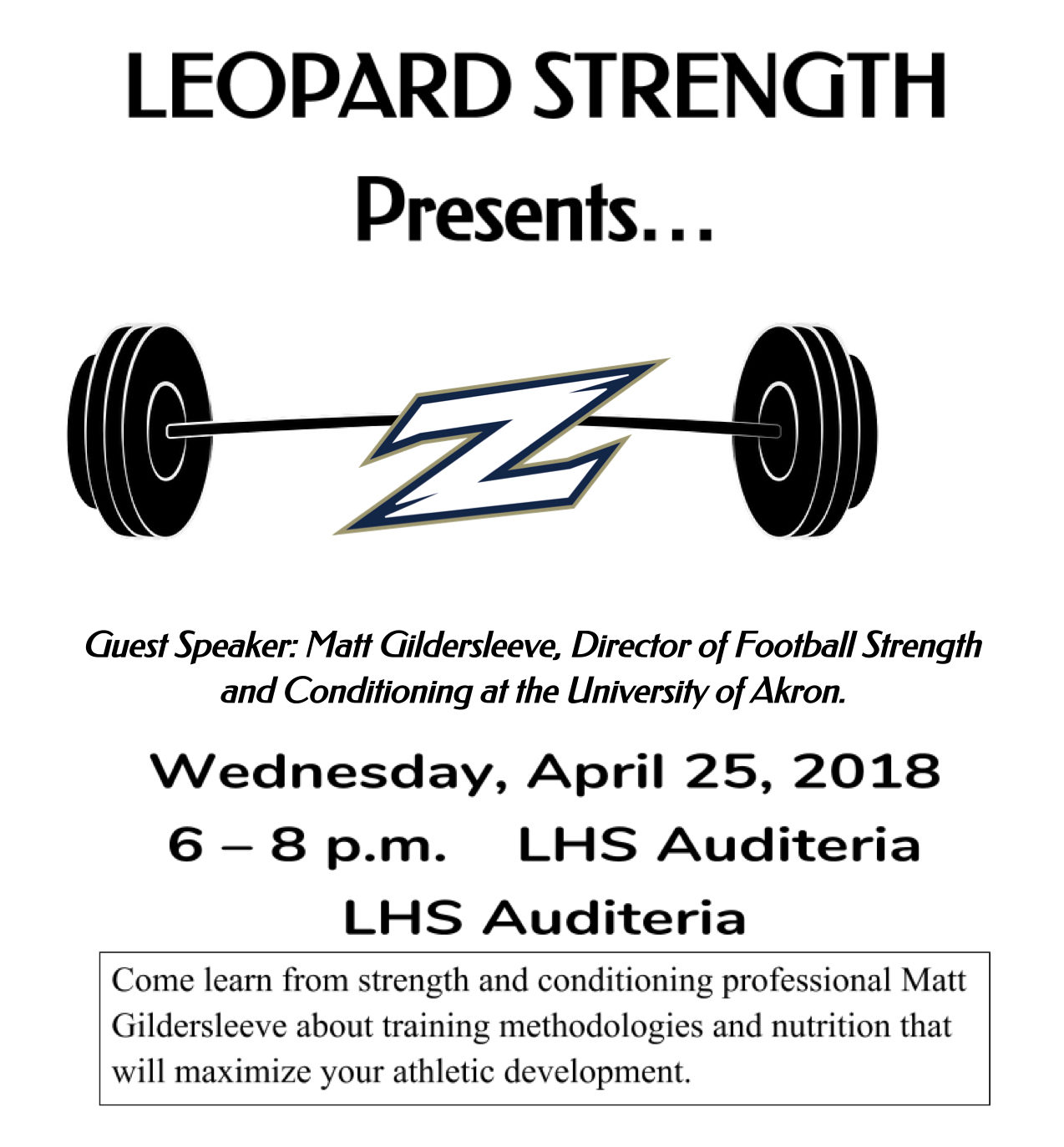 Louisville Leopards Strength and Conditioning Guest Speaker