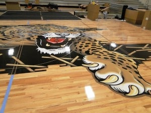 Louisville Leopards Midcourt Basketball Gym Logo