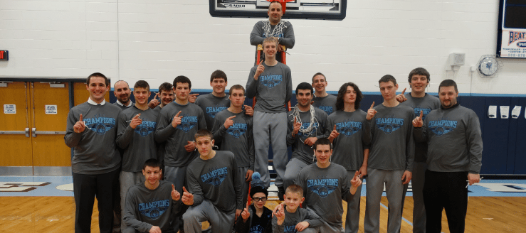 Louisville Leopards Boys Basketball NBC Champions 2014-15 Net-Cutting