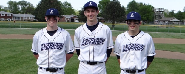 Louisville Leopards Baseball Seniors 2013 Kyle White, Riley Groves, Jeremy McQuilkin