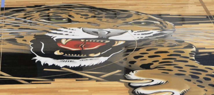 Louisville Leopards Basketball Midcourt Gym Floor