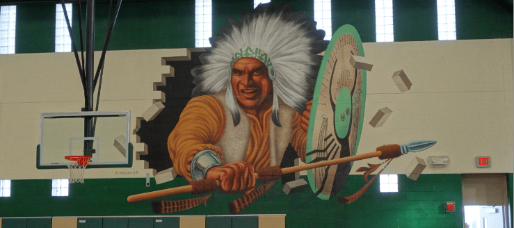 West Branch Warriors Indian Painting on Field House Wall