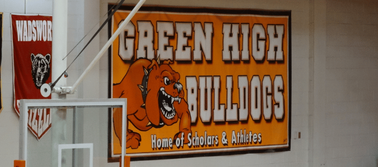 Green Bulldogs Home of Athletes and Scholars Gym Banner