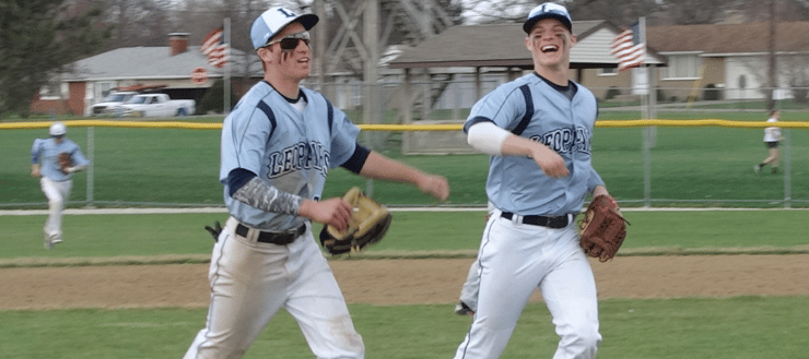 Tyler Adams & Joe Crank Louisville Leopards Double Play Vs. Minerva Lions Baseball