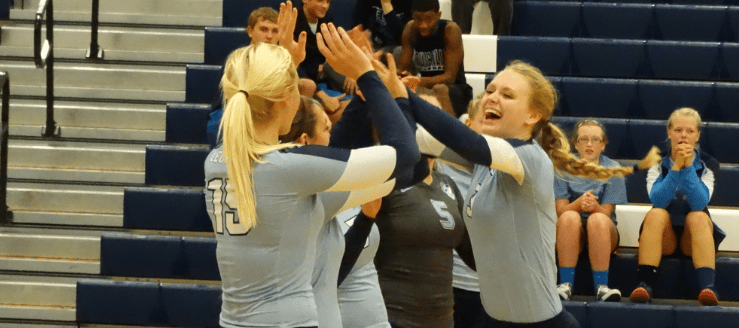 Sarah Lairson & Emily Hollifield Louisville Lady Leopards Volleyball Vs. Minerva 2015