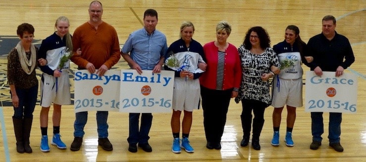 Louisville Leopards Girls Basketball Senior Night 2016 with Parents