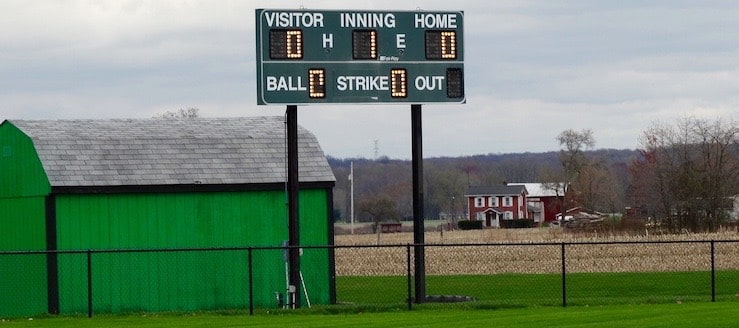 West Branch Warriors Softball Field Scoreboard & Barn