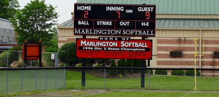 Scoreboard at Marlington Softball Field