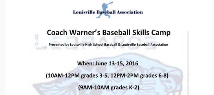 Coach Warner's Baseball Skills Camp Louisville Leopards