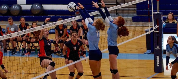 Georgia Kiko and Kayla Meyers Louisville Leopards Volleyball 2016 Vs. North Canton Hoover Vikings - 1