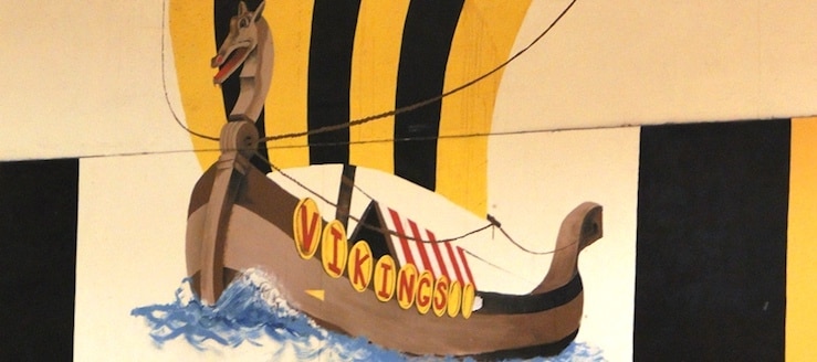 Akron North Vikings Gym Viking Ship Painting