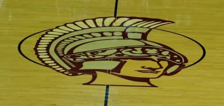 Boardman Spartans Center Court Logo in Basketball Gym