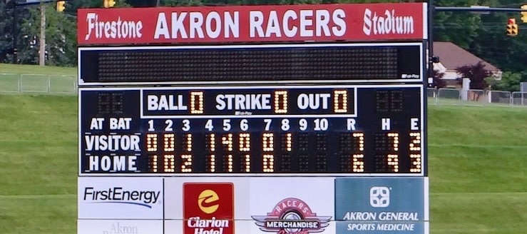 Akron Firestone Stadium Scoreboard - Akron Racers Scoreboard