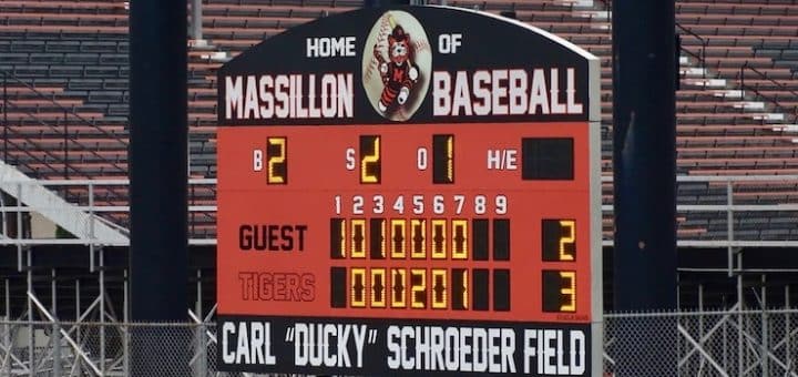 Massillon Tigers Baseball Scoreboard - Carl Ducky Schroeder