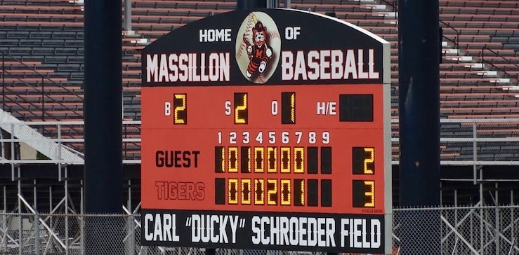 Massillon Tigers Baseball Scoreboard - Carl Ducky Schroeder