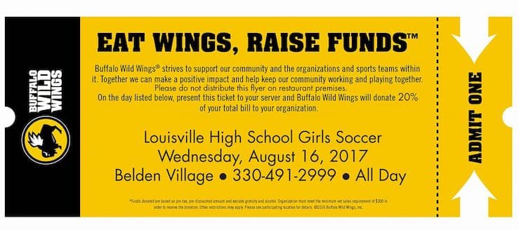 Louisville Leopards Girls Soccer Buffalo Wild Wings Fundraiser 2017