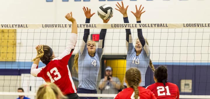 Morgan Cole and Emily Fresenko Louisville Leopards Volleyball Vs. Salem Quakers 2017