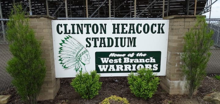 Clinton Heacock Stadium Sign - Home of the West Branch Warriors