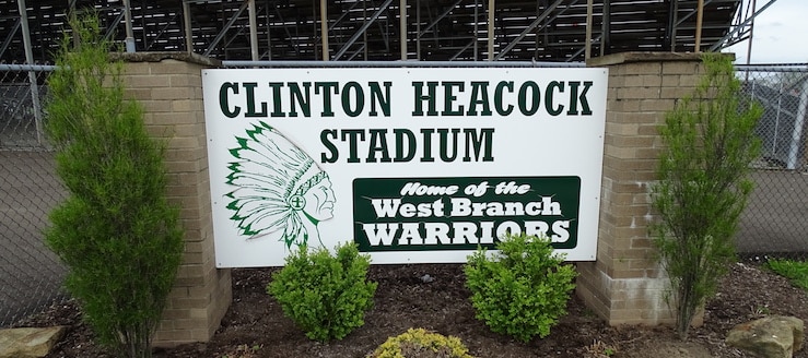 Clinton Heacock Stadium Sign - Home of the West Branch Warriors