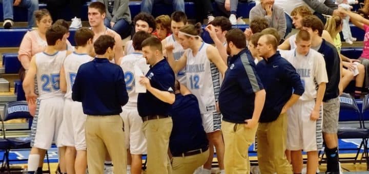 Louisville Leopards Boys Basketball Huddle 2018 Vs. Green Bulldogs
