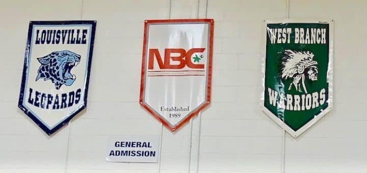 Louisville Leopards West Branch Warriors NBC Logo Gym Banners