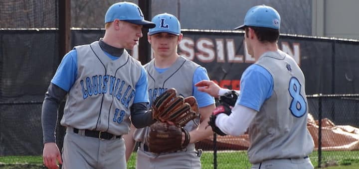 Dillon Rebuck, Dillon English, and Jack Davis Louisville Leopards Baseball 2018
