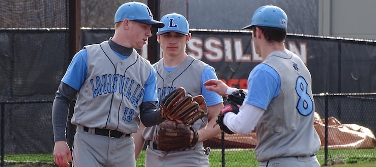 Dillon Rebuck, Dillon English, and Jack Davis Louisville Leopards Baseball 2018