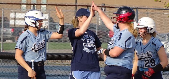Alex Fankhauser, Andrea Arney, and Ellie Jackson Louisville Leopards Softball 2018