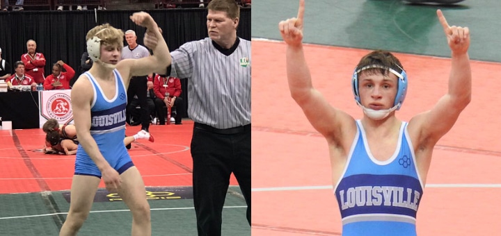 Louisville Leopards Wrestling State Finalists 2019 - Garrett Lautzenheiser and Davin Rhoads