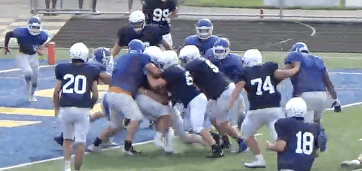Connor Adelman Touchdown Louisville Leopards at Wooster Generals Football Scrimmage 2009