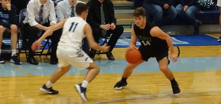 Reese Heater and Dakota Hoffman Perry Panthers at Louisville Leopards Boys Basketball 2019
