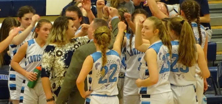 Louisville Leopards Girls Basketball 2020 Huddle Vs. Canfield