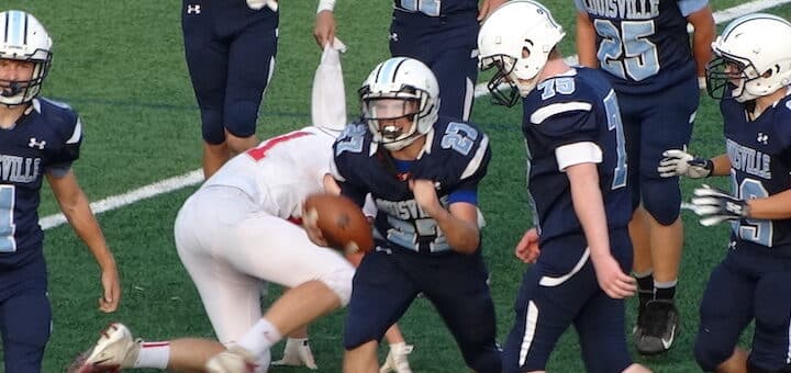 Gabe Fetterman After Interception Louisville Leopards Vs. Dover Tornadoes Freshman Football 2020