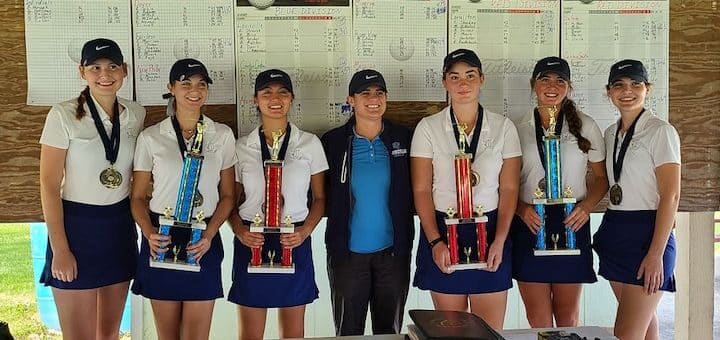 Louisville Leopards Girls Golf Tri-County Postseason Tournament Champions 2020