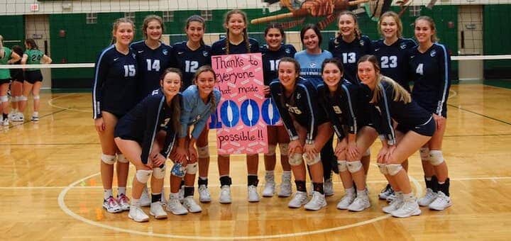Paige Cole 1000th Career Kill Louisville Leopards Volleyball at West Branch Warriors 2020