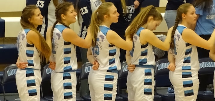 Louisville Leopards Girls Basketball Lineup 2020 Vs. Canfield Cardinals