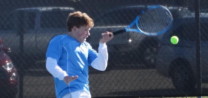 Griffin Millspaugh Louisville Leopards Boys Tennis 2021 Vs. Mooney Cardinals