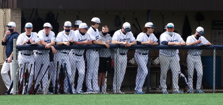 Louisville Leopards Baseball Bench 2021 Vs. Dover Tornadoes