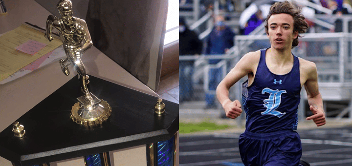 Colby Adams Louisville Leopards Larry Cogan Warrior Invitational Boys Track Champions 2021 Trophy