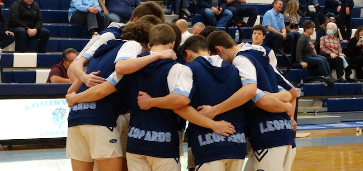 Louisville Leopards Boys Varsity Basketball Team Pregame Warmups 2021