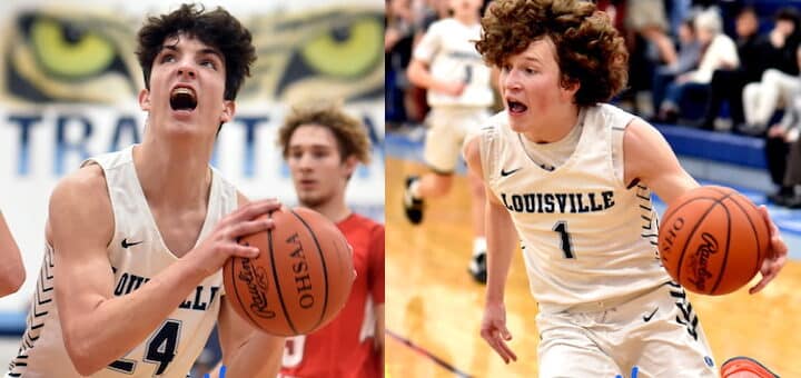Hayden Nigro and Will Aljancic Louisville Leopards Boys Basketball 2022 Vs. Canton South Wildcats - Herald