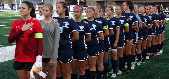 Louisville Leopards Girls Soccer National Anthem Vs. Cardinal Mooney Cardinals