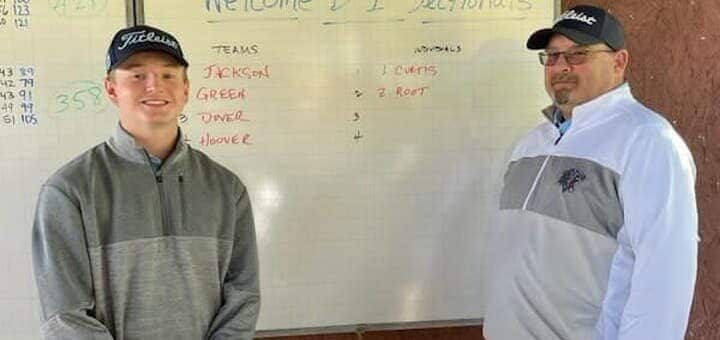 Zach Root Louisville Leopards Boys Golf District Qualifer 2022 with Head Coach Mike McFerren