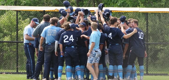 Louisville Leopards Baseball Team 2023 After District Semifinal Win Over GlenOak Golden Eagles