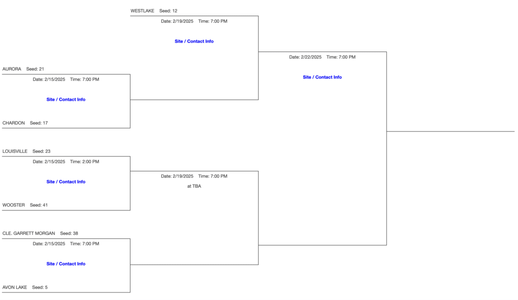 DIII, Northeast 6 Girls Basketball District Tournament Bracket 2025
