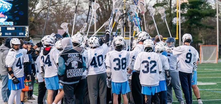 Louisville Leopards Boys Lacrosse Team Raising Sticks 2025 - Everhart