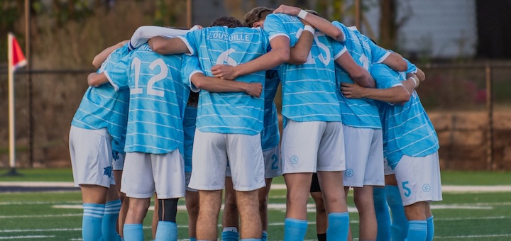 Louisville Leopards Boys Soccer Team Huddle 2025 Vs. Wooster - Shadle