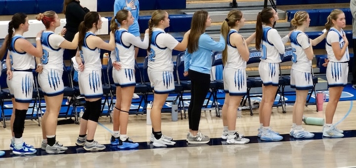 Louisville Leopards Girls Basketball Team During National Anthem 2025
