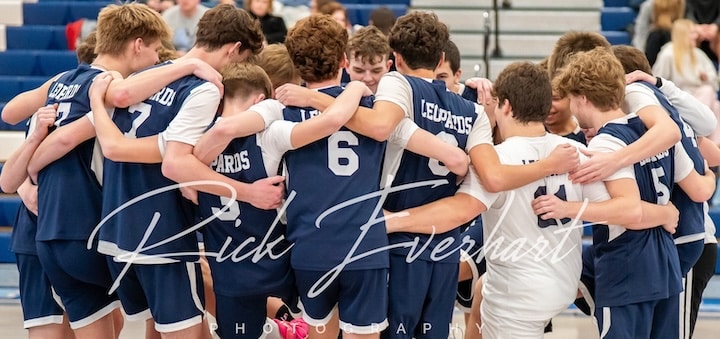 Louisville Leopards Boys Volleyball Team Huddle 2026 - Everhart
