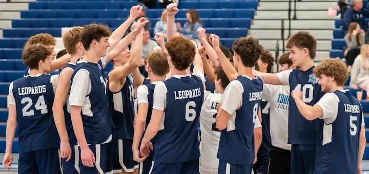 Louisville Leopards Boys Volleyball Team Huddle
